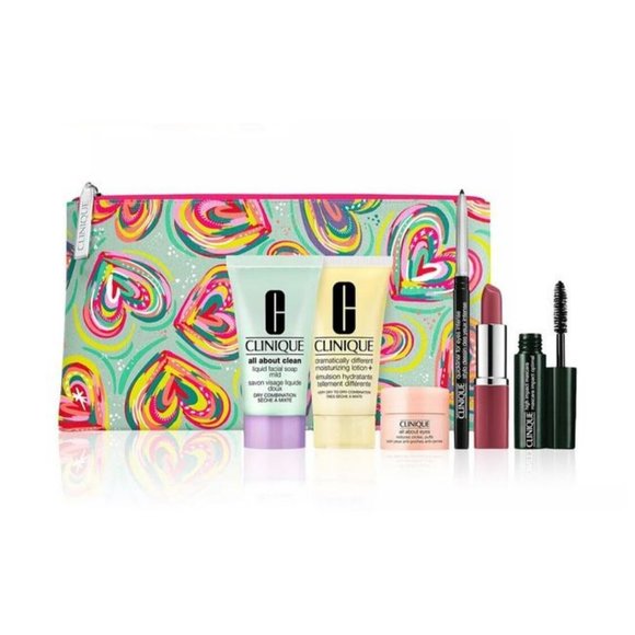 Clinique 7 piece Makeup/Skincare set with Cosmetics Bag - GWP - Picture 1 of 5